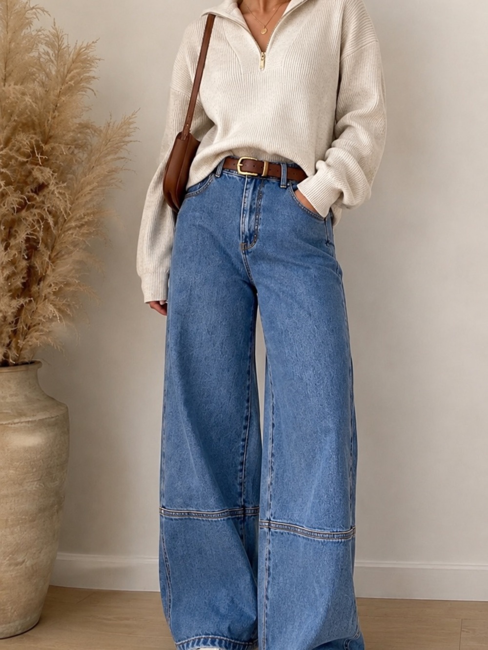 Everlane 31R Blue High Rise Wide Leg Barrel Utility Jeans
